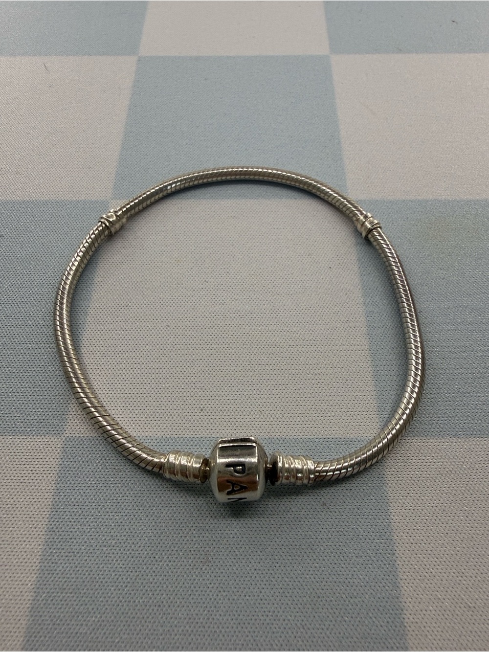 PANDORA 925 ALE Sterling Silver Snake Barrel Bracelet.